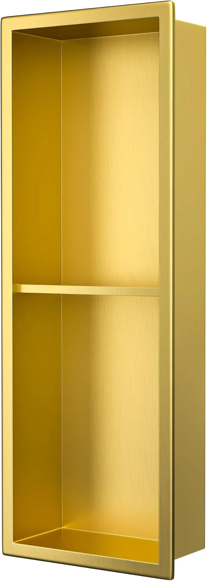 Stainless Steel Shower Niche 8"×24" Gold Double Shelf No Tiled Needed Niche Shower for Bathroom Wall Recessed Bathroom Shelf for Storage - ModernBath