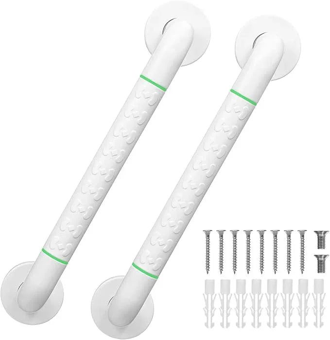 2 Pack 16 Inch White Shower Grab Bar,Bath Grab Rails with Anti-Slip Grip and Safety Luminous Circles,Stainless Steel Bath Handle Bathroom Grab Bar for Seniors, Elderly, Handicap - ModernBath