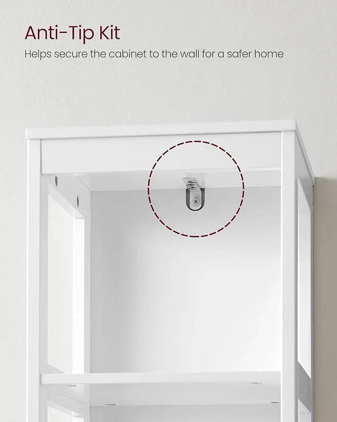VASAGLE Storage Cabinet, Storage Organizer Rack Stand for Bathroom, Living Room, Bedroom, Multifunctional Corner Unit, 2 Drawers, 55.7 Inches in Height, White UBBC66WT - ModernBath