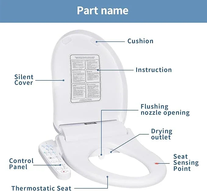 KERDE Electric Bidet Toilet Seat,Bidets For Existing Toilets,Rlongated,One-click Intelligent Operation, Warm Water Cleaning,Slow Close,Seat Cushion Keep Constant Temperature In Winter (Armrest) - ModernBath