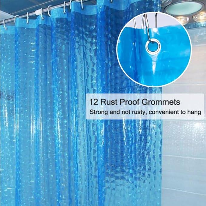 LQFMEHOT EVA Blue Shower Curtain Liner, 3D Water Cube 5G Shower Liner with 12 Rustproof Metal Grommets and Weighted Magnets, Waterproof Duty for Bathroom 72 x 72 - ModernBath