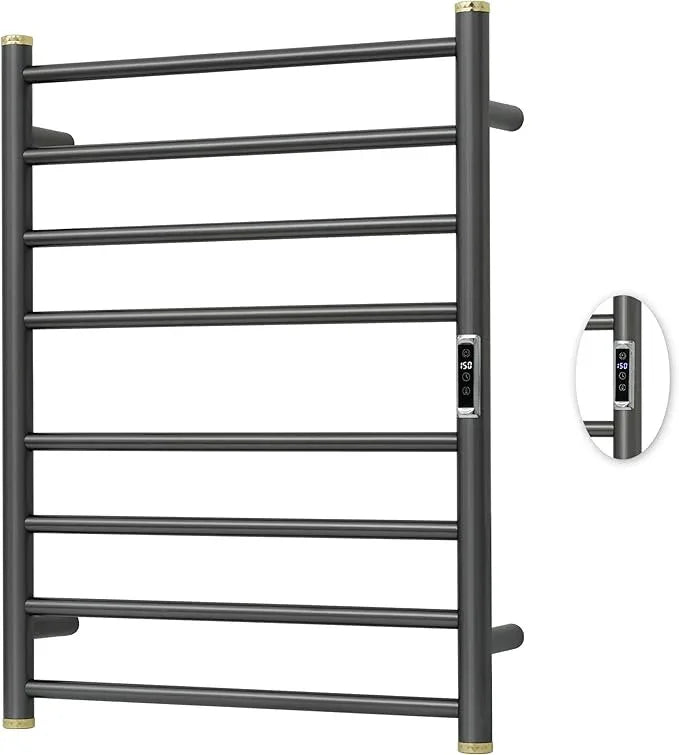 Electric Towel Warmer Rack,Heating Towel Warmer,Timer & Temperature Control,Wall-Mounted Plug-in for Bathroom,Gunmetal Grey,Stainless Steel,8-Bar(27.56x20.87x4.41in) - ModernBath