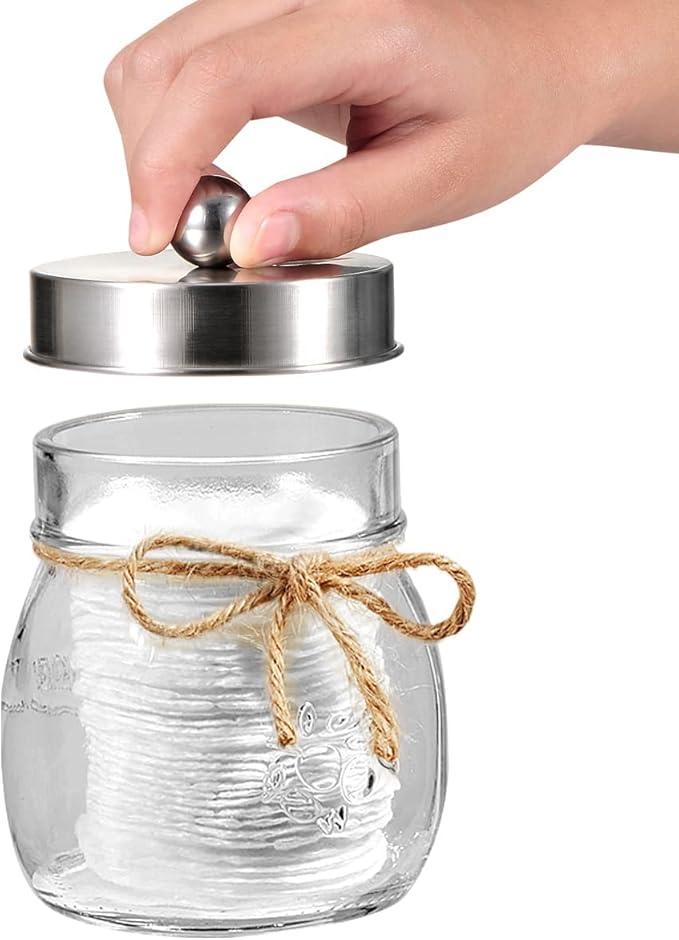 Amolliar Mason Jar Bathroom Accessories Set 4Pc - Foaming Soap Dispenser&2 Qtip Holders&Toothbrush Holder-Rustic Farmhouse Decor Bathroom Organizer Apothecary Jar Country Countertop (Brushed Nickel) - ModernBath