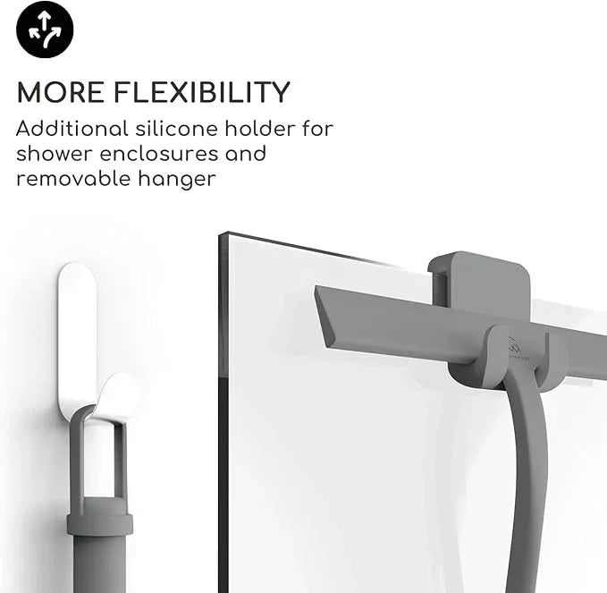 GÜTEWERK Shower Squeegee for Glass Doors, Silicone Window Squeegee, Bathroom and Glass Cleaning - Gray - 9 Inch - ModernBath