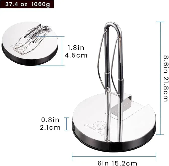 Single Hand Tear Paper Towel Holder, Anti-Slip Kitchen Towels Stand, Adjustable for Various Roll Sizes, Super Space Saver Foldable Stainless Steel Hand Towel Holder, Heavy Duty with 5-Year Warranty - ModernBath