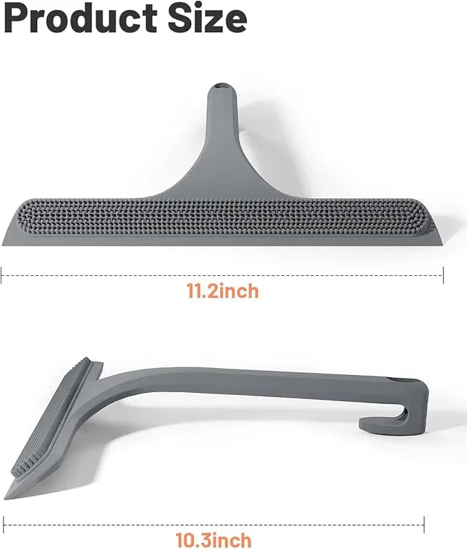 2-in-1 Silicone Shower Squeegee with Hook,Dual-Sided Design with Scraper & Scrub Surface,Rust-Proof Stainless Core,Streak-Free Bathroom Squeegee for Glass Doors,Mirrors,Windows,Car Windshields (Gray) - ModernBath