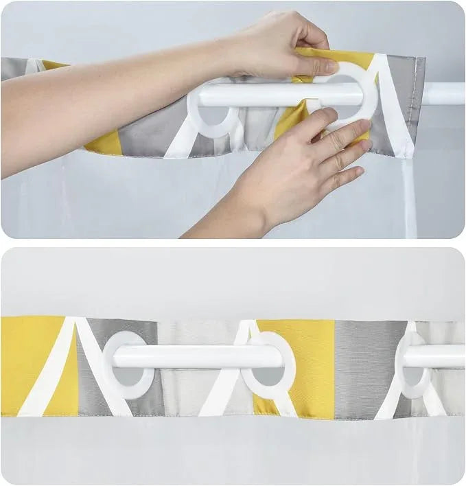 Yiatn Gray Yellow No Hook Shower Curtain with Liner Attached - Hotel Style with See Through Mesh Top Window, Modern Geometric Waterdrop Design,Waterproof and Washable, 71x74 INCH - ModernBath