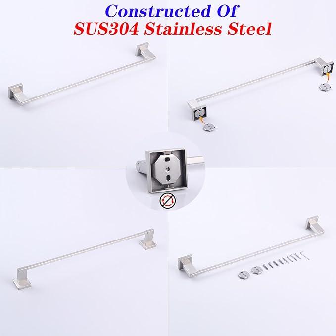 GERZWY 24 Inch Towel Bar Bathroom Wall Mounted Towel Rail, Stainless Steel Hand Towel Holder Brushed Finish JG1901A60-LS - ModernBath