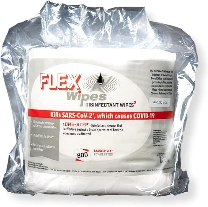 Flex Wipes 10802 Disinfecting Wipes, 4 Rolls Per Case; 8" x 6" Wipe in Rolls of 800 - ModernBath