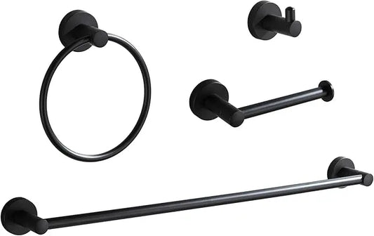 BGL Bathroom Hardware Set Matte Black 4-Pieces Bathroom Towel Rack 24 Inches Adjustable Bathroom Accessories Set - ModernBath