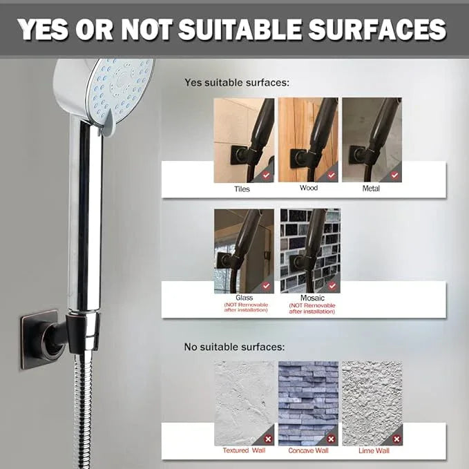Shower Head Holder Adjustable Handheld Shower Head Bracket Adhesive Shower Wall Mount Holder Brass Shower Wand Holder Oil-Rubbed Bronze, Glue Installation - ModernBath