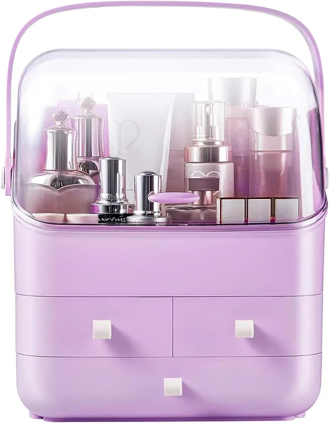 Large Makeup Organizer w Drawers Beauty Organizer Makeup Box Holder Vanity Organization Desk Countertop MakeUp Organizers Bathroom Counter Organizer Skincare Cosmetic Case Stand Dustproof Lid Gift - ModernBath