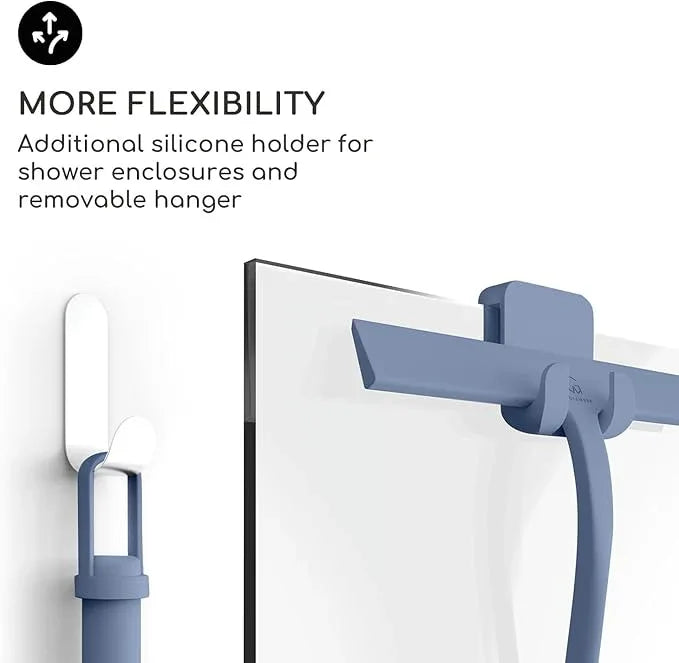 GÜTEWERK Shower Squeegee for Glass Doors, Silicone Window Squeegee, Bathroom and Glass Cleaning - Blue - 9 Inch - ModernBath
