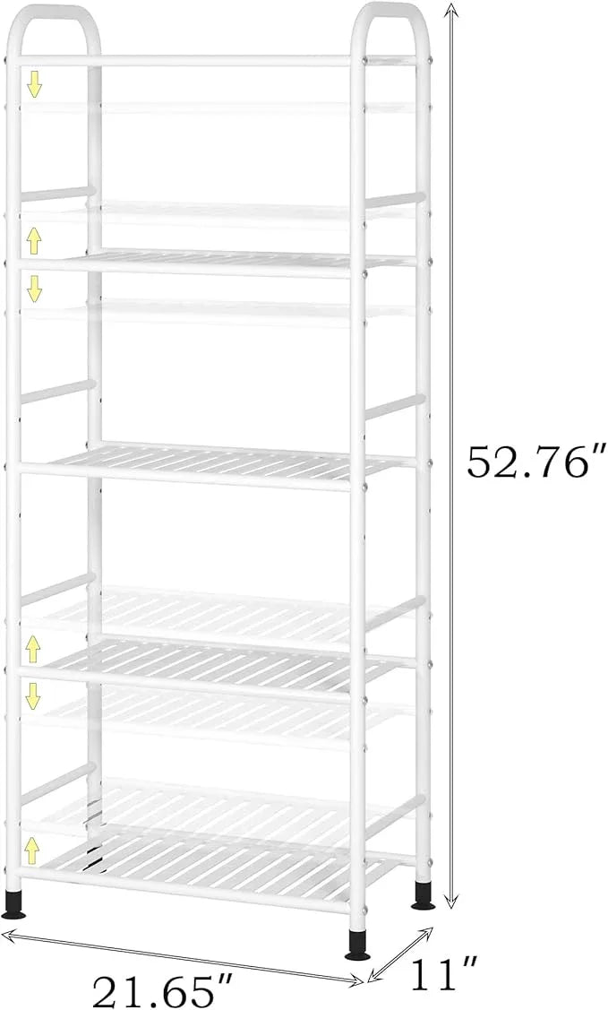 JSB 5-Tier Adjustable Shelving Unit, Heavy Duty Storage Rack Organizer Metal Corner Shelf for Kitchen Living Room Laundry Pantry Bathroom (White, 5 Tier) - ModernBath