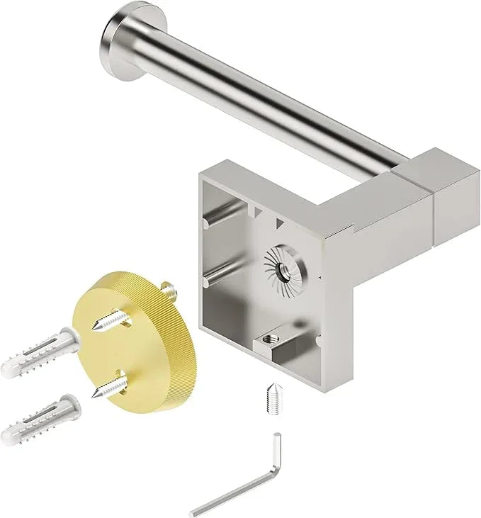 RUACQ Toilet Paper Holder Wall Mount,Square Base Tissue Roll Holder for Bathroom,Toilet Roll Holder Stainless Steel(Brushed Nickel) - ModernBath