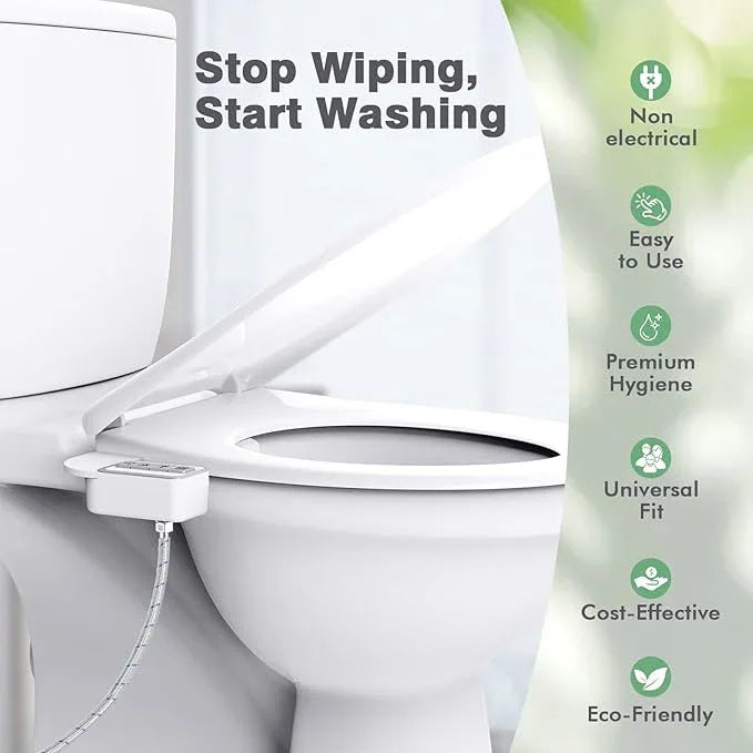 Bidet Attachment for Toilet - Non-Electric Self-Cleaning Dual Nozzles (Feminine & Rear Wash), Adjustable Water Pressure Control, Fresh Cold Water Sprayer - ModernBath