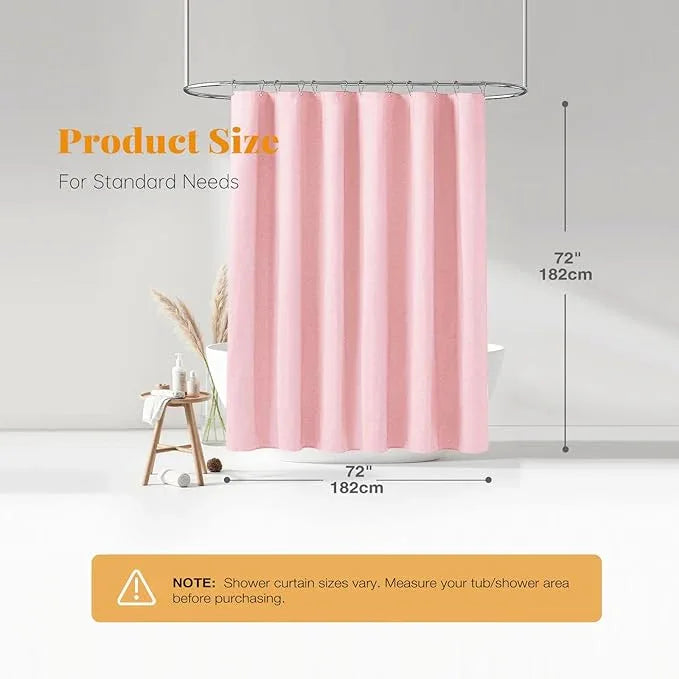 BTTN Pink Fabric Shower Curtain - Linen Textured Weighted Cloth Shower Curtain Set with 12 Plastic Hooks, Machine Washable, Hotel Spa Luxury Neutral Decorative Modern Bath Curtains for Bathroom, 72x72 - ModernBath