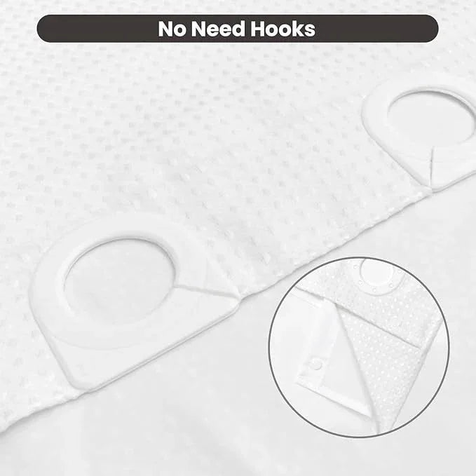 Inhousolu No Hook Waffle Weave Shower Curtain with Removable Snap in Fabric Liner Set for Bathroom, 230 GSM Heavy Duty Weighted Hem, Water Repellent Washable Bath Curtains, 72 x 84 Inch, White - ModernBath