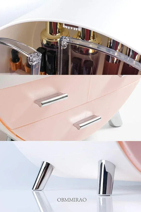 OBMMIRAO Elegant Dustproof Makeup Storage Organizer Box, Waterproof Medium Cosmetics Organizer Storage with Drawers Skincare Cosmetic Display Cases for Countertop Bathroom Dresser Dedroom - ModernBath