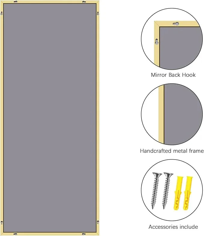 COFENY 36x72inch Bathroom Mirror, Gold Rectangle Mirror with Thin Metal Frame, Large Rectangular Wall Mirrors for Bathroom, Living Roomm, Hair Salon, Big Farmehouse Mirror Hang Horizontal/Vertical - ModernBath