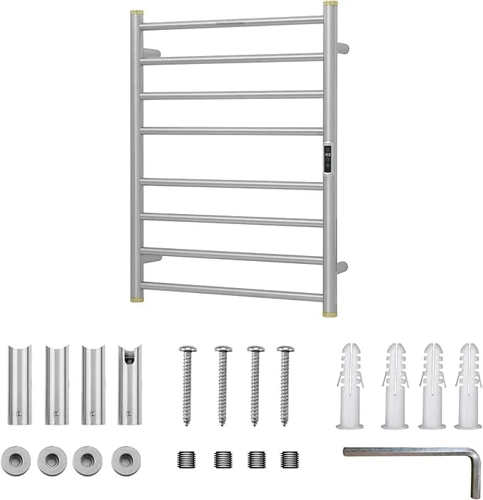 Electric Towel Warmer Rack,Heating Towel Warmer,Timer & Temperature Control,Wall-Mounted Plug-in for Bathroom,Brushed,Stainless Steel,8-Bar(27.56x20.87x4.41in) - ModernBath
