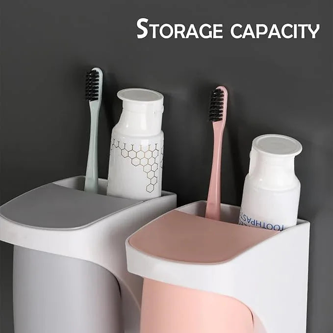Toothbrush Holder Wall Mounted Suction Cup Set, sgzscl Bathroom Storage Organizer Space Saving for Family Members Father Mother and Son/Daughter (Noblewhite) - ModernBath