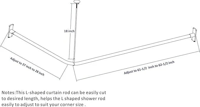 Artiwell L Shaped Shower Curtain Rod, Bathroom Bathtub Corner Shower Curtain Rod with Ceiling Support (BRUSHED NICKEL) - ModernBath