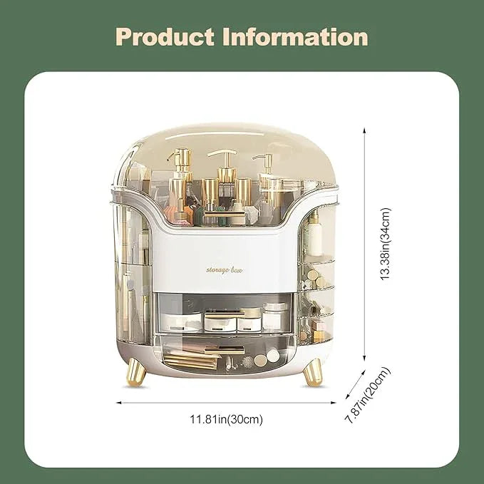 Ergocar Portable Light Luxury Series Multi-Function Make Up Case Dustproof Cosmetic Storage, Skin Care Products Jewelry Organizer Lipstick Box - White - ModernBath