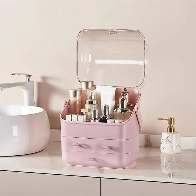 Large Makeup Organizer w Drawers Beauty Organizer Makeup Box Holder Vanity Organization Desk Countertop MakeUp Organizers Bathroom Counter Organizer Skincare Cosmetic Case Stand Dustproof Lid Gift - ModernBath