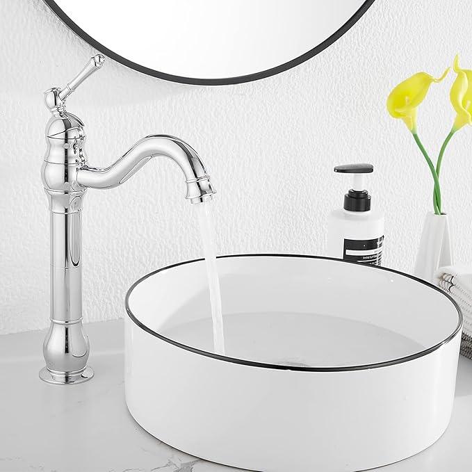 GGStudy 360° Swivel Chrome Single Handle One Hole Bathroom Sink Faucet Matching with Pop Up Drain - ModernBath