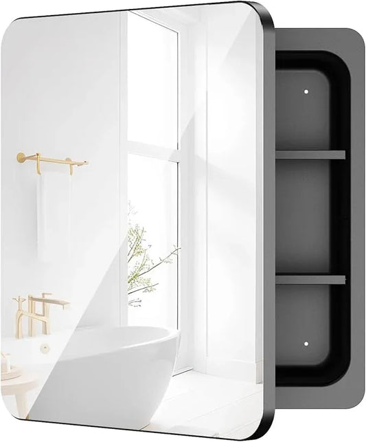 Rresyet 18 x 20 Bathroom Mirror Cabinet with Adjustable Shelves, Bathroom Mirror with Storage, Recessed or Wall Mounted Medicine Cabinet for Skin Products, Beauty Tools etc - ModernBath