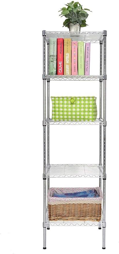 Finnhomy Heavy Duty 5 Tier Wire Shelving Unit, 18x18x59-inches 5 Shelves Storage Rack, Metal Shelving with Thicken Steel Tube, NSF Certified, Chrome - ModernBath