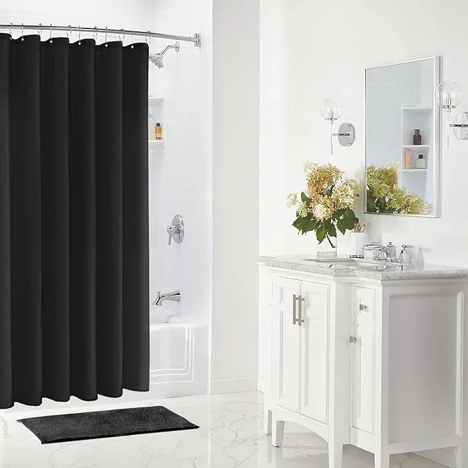 Gibelle Long Shower Curtain Liner 72 x 78 Inches, Black Shower Curtain Liner, Washable Waterproof Fabric Bathroom Shower Curtain - ModernBath