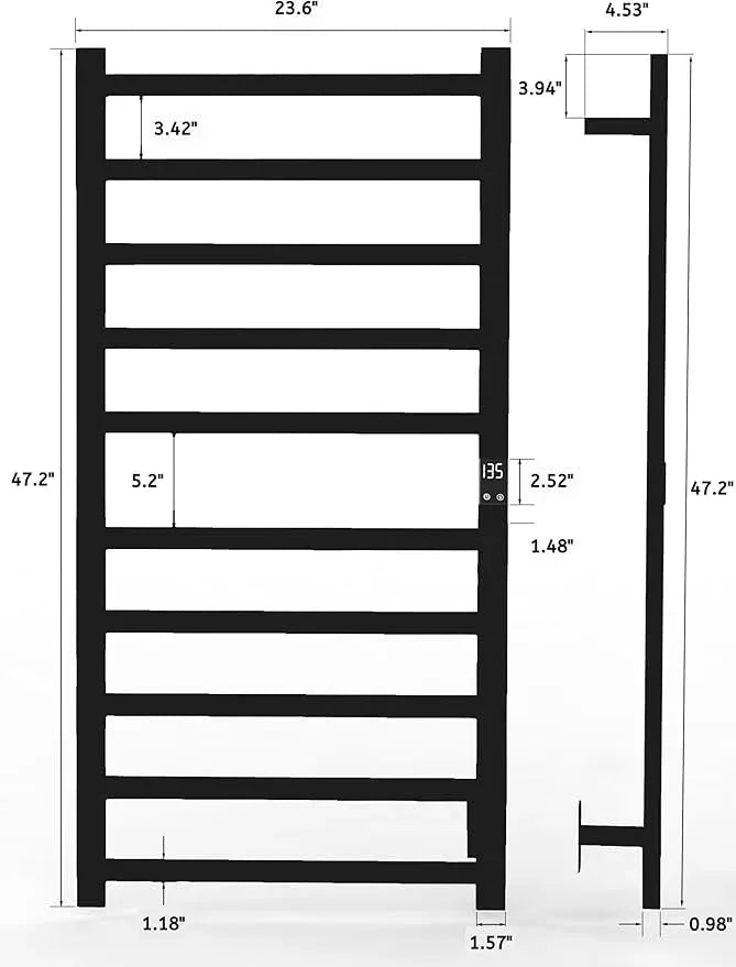 Electric Towel Warmer | Super Thin | with Timer & Temperature Multi-Level Adjustments | Hardwired & Plug-in | 10 Bar | Matte Black Finish - ModernBath