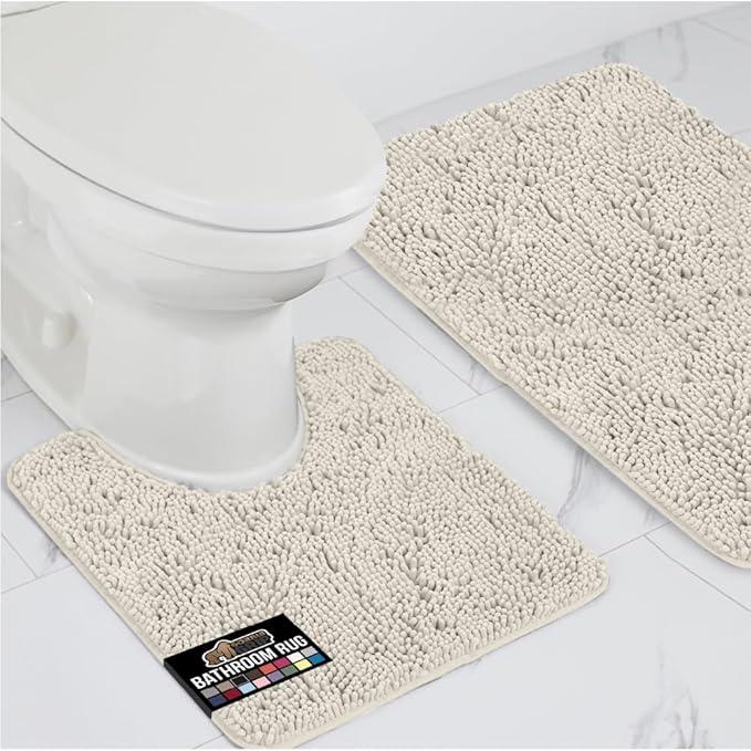 GORILLA GRIP Bathroom Rug Sets, Soft Chenille 2 Piece Area Rugs Set, Toilet Base Mat and 30x20 Carpet, Absorbent Microfiber Washable Mats Dry Quickly, Home Décor and Bath Room Accessories, Ivory - ModernBath