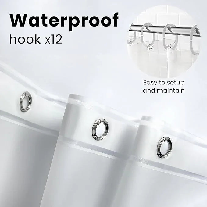 LiBa Bathroom Shower Curtain with 12 Shower Rings- Waterproof Plastic Shower Curtain Premium PEVA Non-Toxic with Rust Proof Grommets Frosted 10G Heavy Duty Bathroom Accessories 72x72 - ModernBath