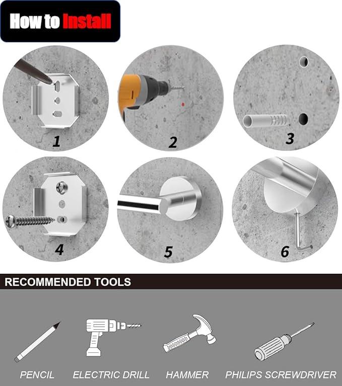 Bathroom Hardware Set 10 Piece Brushed Nickel Bathroom Accessories Set SUS304 Towel Bar Set Includes 2 Towel Bar 24 Inch+2 Towel Holder+2 Toilet Paper Holder+4 Towel Hook (10, Brushed Nickel) - ModernBath