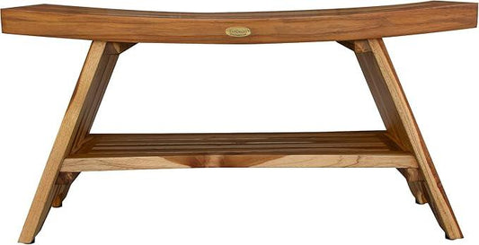 EcoDecors 35 Inch Serenity Teak Shower Bench – Waterproof Bathroom Seat with Large Storage Shelf For Adults & Seniors | Spa-Style Teak Wood Stool with Non-Slip Feet, Elegant Finish, 300 Pound Capacity - ModernBath