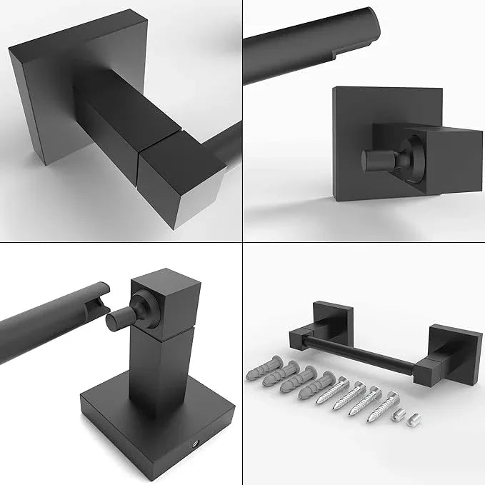 Ruacq Toilet Paper Holder Matte Black Double Post Pivoting Square Tissue Holders Roll Holder Hangers Toilet Paper Modern Wall Mounted, Commercial Bathroom Toilet Paper Roll Holder - ModernBath