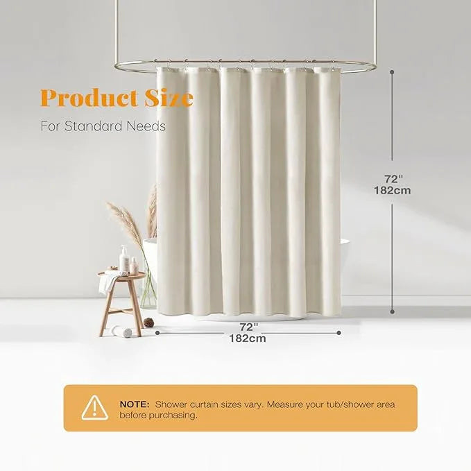 BTTN Light Cream Shower Curtain, Linen Textured Heavy Duty Thick Fabric Shower Curtain Set with 12 Plastic Hooks, Machine Washable, Hotel Spa Luxury Decorative Curtains for Bathroom Showers, 72x72 - ModernBath