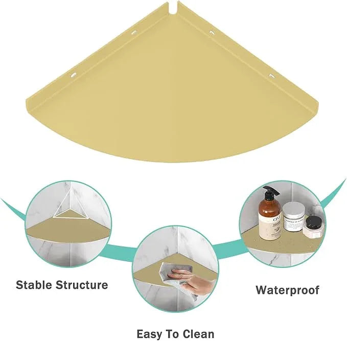 2PC Corner Shelves 304 Stainless Steel Bathroom Shower Shelves Waterproof Wall Mounted Heavy Duty Shower Corner Shelves for Bathroom and Bedroom(Gold, 2 PC) - ModernBath