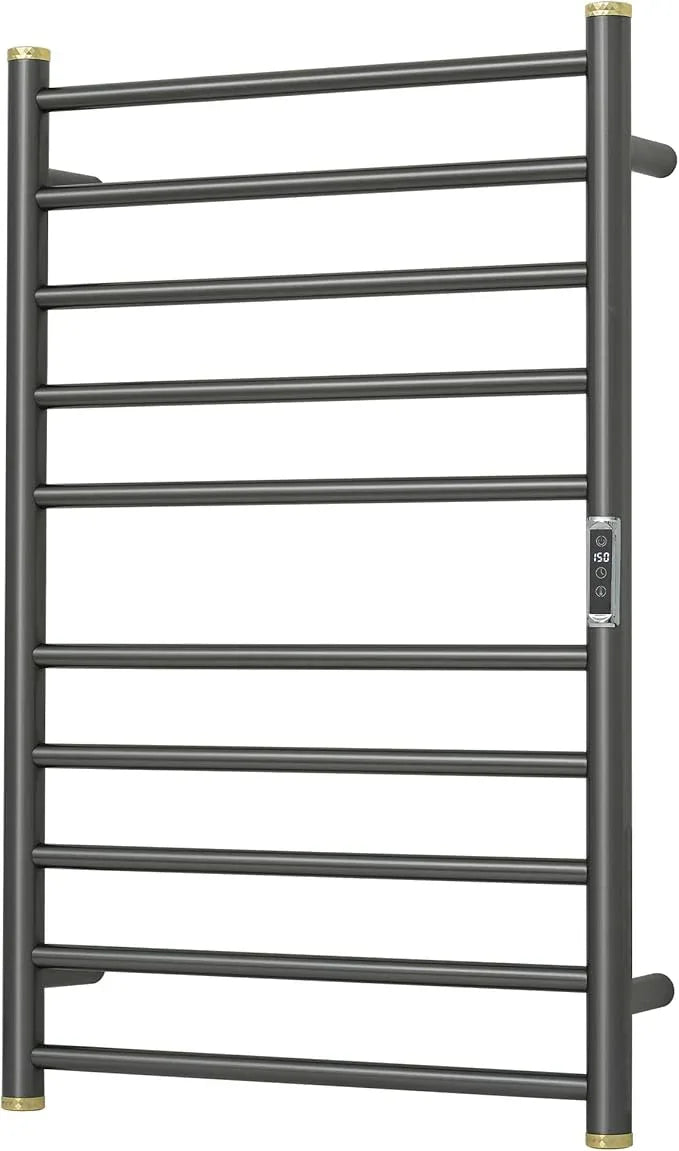 Electric Towel Warmer Rack,Heating Towel Warmer,Timer & Temperature Control,Wall-Mounted Plug-in for Bathroom,Brushed Gungrey,Stainless Steel,10-Bar(31.5x20.08x4.41in) - ModernBath