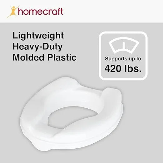Homecraft Savanah Raised Toilet Seat, 2" High Elevated Toilet Seat Locks Onto Standard Toilets, Portable Assistance Commode Seat with Sturdy Brackets, Medical Aid for Elderly, Disabled, Limited Mobility - ModernBath