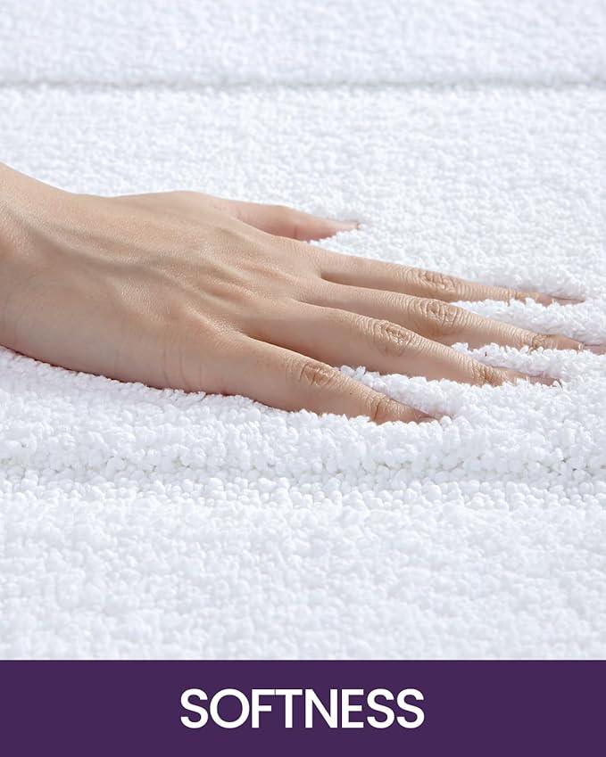 DEXI Bathroom Rugs 24x16, Washable Non Slip Bath Mat for Shower Floor, Absorbent Quick Dry Bathmat with Rubber Backing, Ultra Soft Plush Carpet for Tub, White - ModernBath