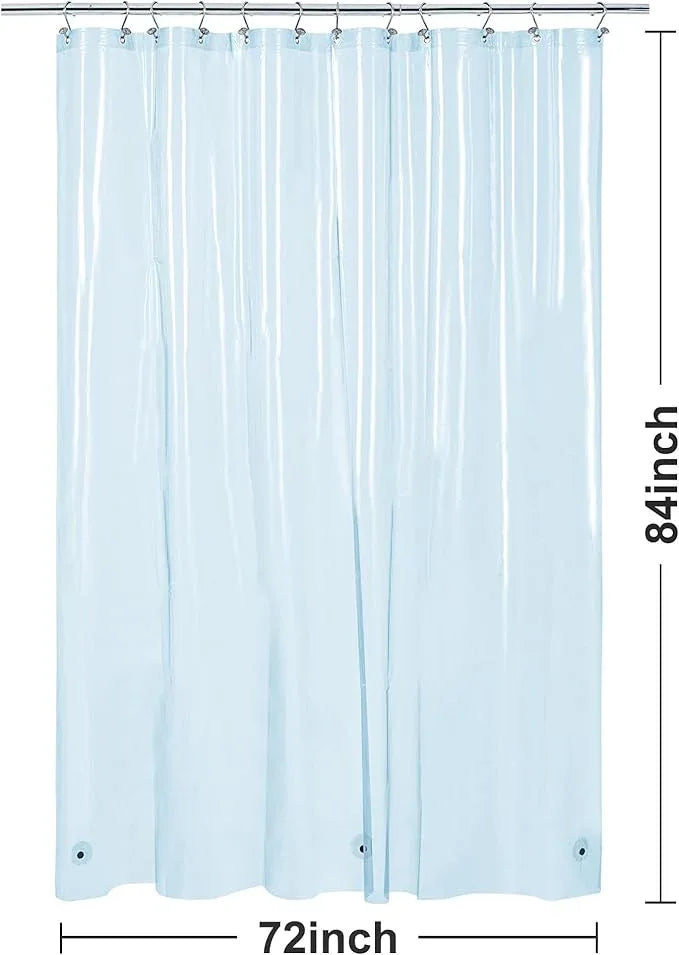 Barossa Design Extra Long Clear Blue Shower Curtain Liner with 3 Magnets - 72" x 84" XL, Waterproof PEVA Lightweight Shower Liner for Bathroom, PVC Free, Metal Grommets - Clear Blue, 72x84 - ModernBath