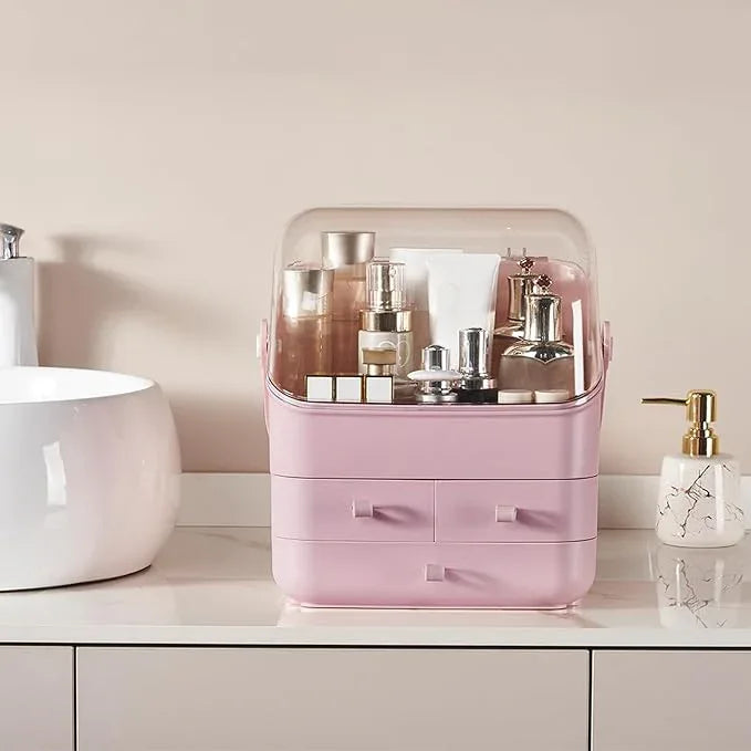Large Makeup Organizer w Drawers Beauty Organizer Makeup Box Holder Vanity Organization Desk Countertop MakeUp Organizers Bathroom Counter Organizer Skincare Cosmetic Case Stand Dustproof Lid Gift - ModernBath