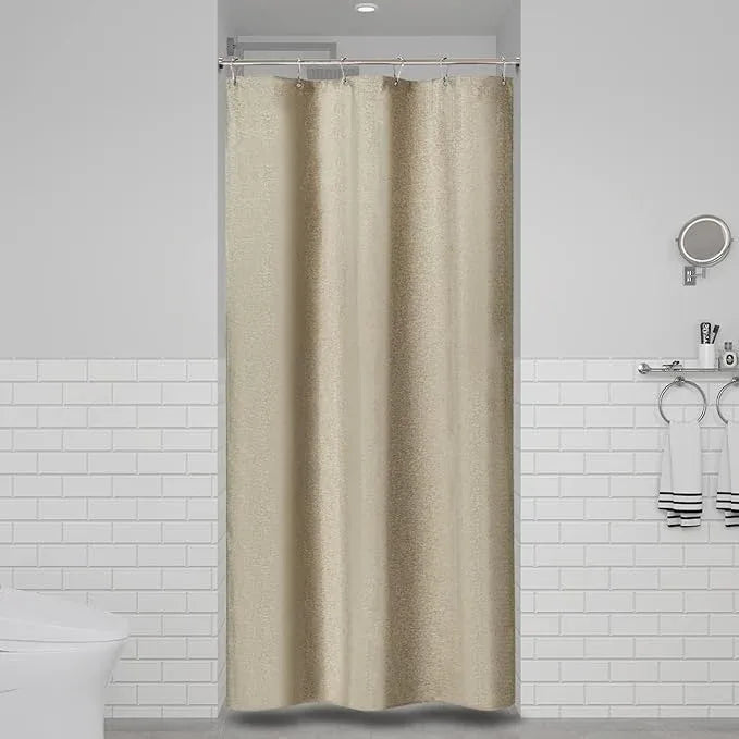 BTTN Fabric Shower Curtain, Linen Textured Heavy Duty Polyester Cloth Shower Curtain Set with Plastic Hooks, tan, 36x72 - ModernBath