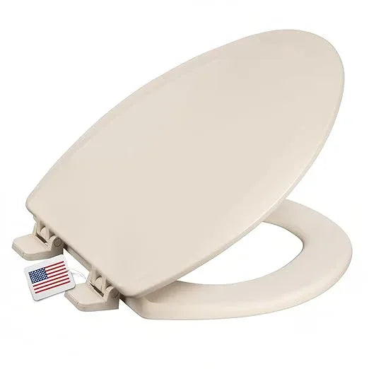 Centoco Heavy-Duty Elongated Toilet Seat, Wood Core with Scratch-Resistant Plastic Finish, Won't Crack or Fade, Residential, Made in the USA, DSAMAZ9-106, Bone - ModernBath