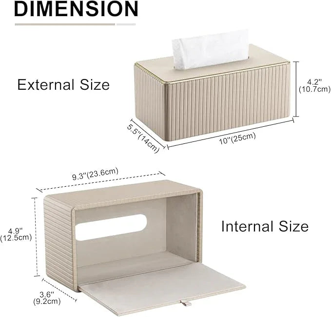 KINGFOM Rectangular Tissue Box Cover, PU Leather Tissue Box Holder with Magnetic Bottom, Napkin & Facial Tissue Holder Dispenser Decorative Box Cover for 120-count (3-Ply) 160-count (2-Ply) Beige - ModernBath