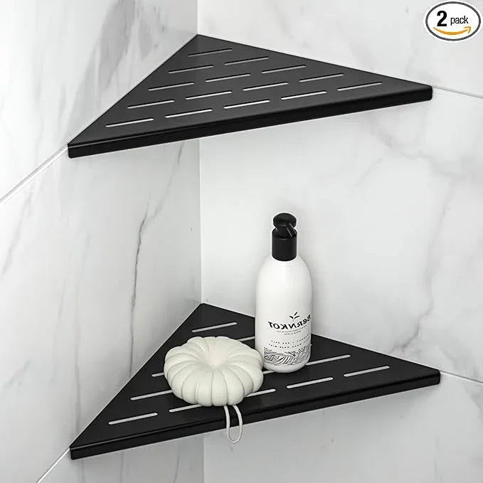10'' Corner Shower Shelf 2PCS, 304 Stainless Steel Grout in Bathroom Shelves for Tiled Wall, No Drilling Needed (10'', Black) - ModernBath